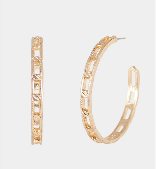 Antique Gold Chain Hoops