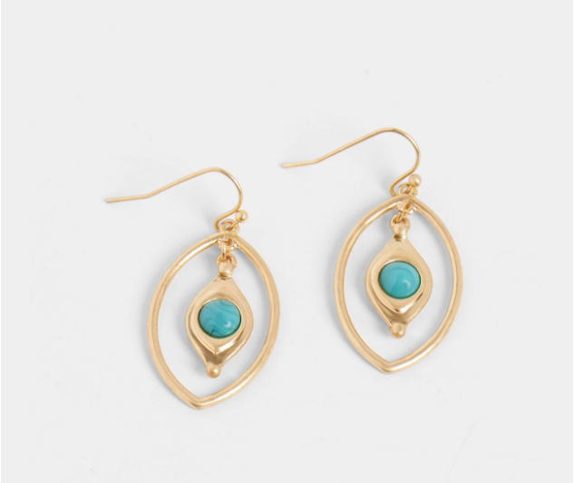 Gold Dangle W Turquoise Center