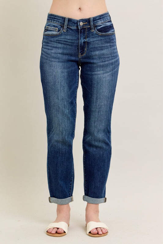 Judy Blue Midrise Cuffed Boyfriend Jeans
