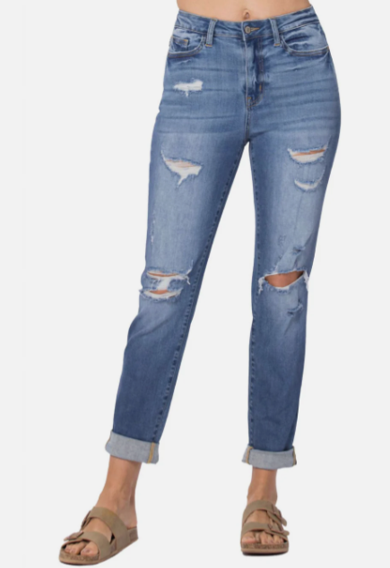 Judy Blue Cuffed Boyfriend Jeans