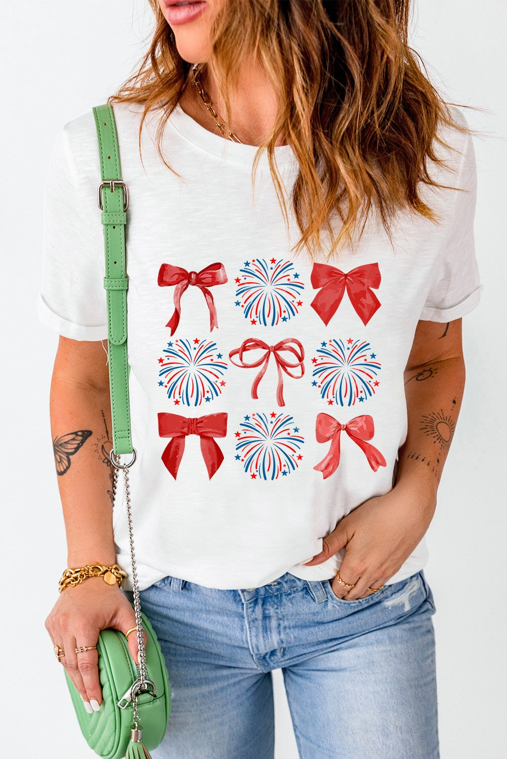 July 4th Bowknot Firework Graphic Tee