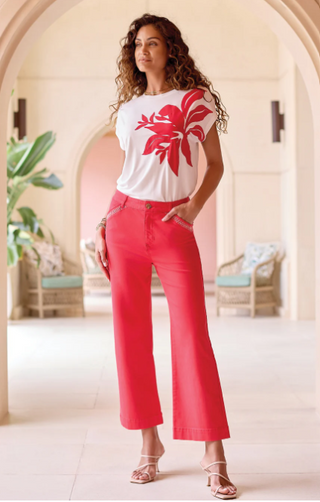 Tribal Kick Flare Pants W Topstitch Pockets