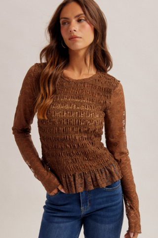 Lace Top With Ruffle Hem