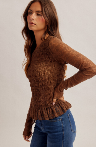 Lace Top With Ruffle Hem