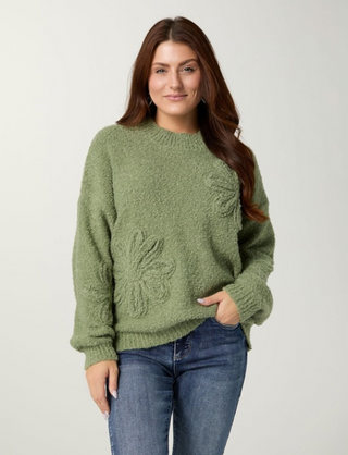 Coco Carmen Liesel Sweater Floral Applique