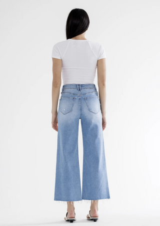Mica High Rise Cropped Wide Leg Jeans with Front Pockets