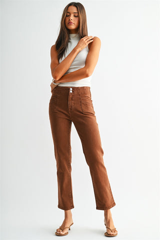 Mica High Rise Brown Straight Ankle