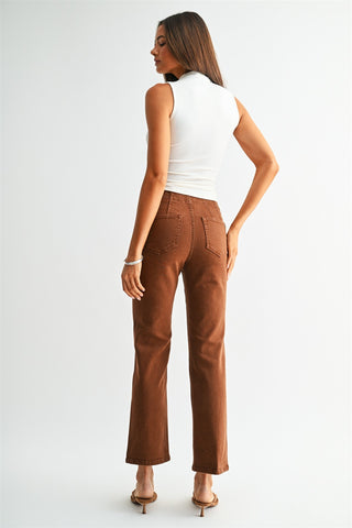 Mica High Rise Brown Straight Ankle