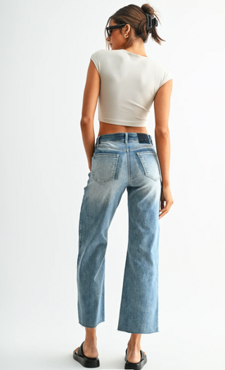 Mica Two Tone Wide Ankle Jeans