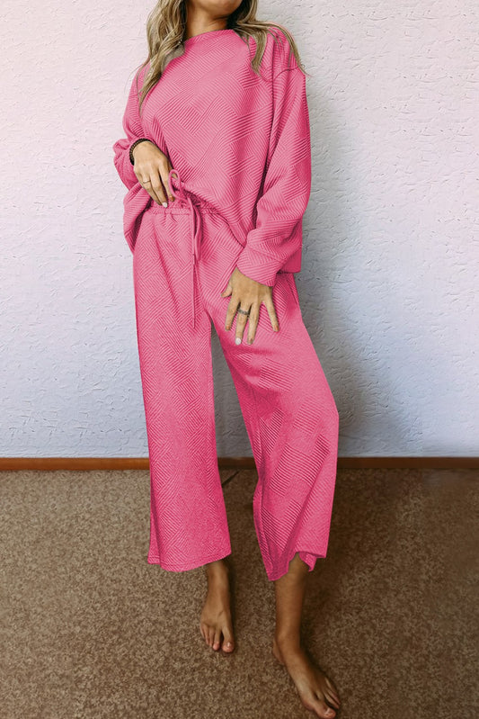 Pink Ultra Valentine Textured 2pcs Slouchy Outfit