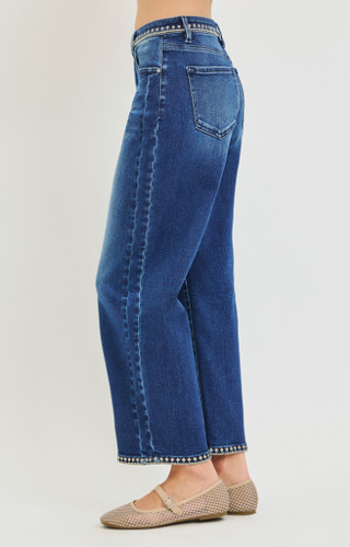 Risen Cropped Barrel Jeans With Embroidered Details