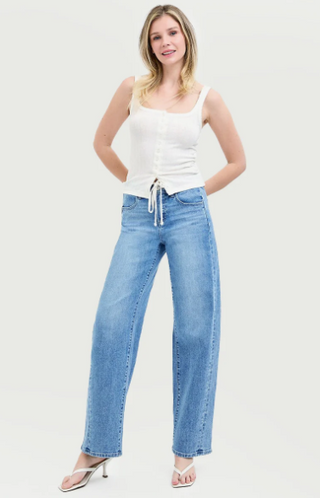 Risen Barrel Jeans With Drawstring