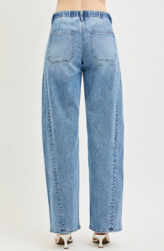 Risen Barrel Jeans With Drawstring