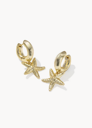 Kendra Scott Parker Starfish Gold Huggie Earrings