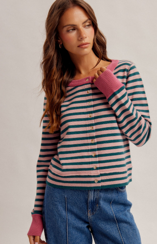 Stripe Button Down Cardigan