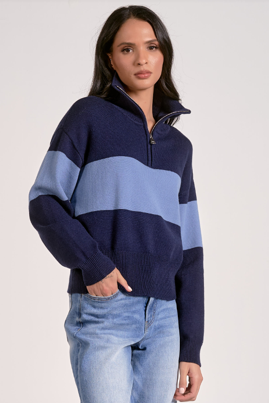 Elan Navy Stripe 1/4 Zip