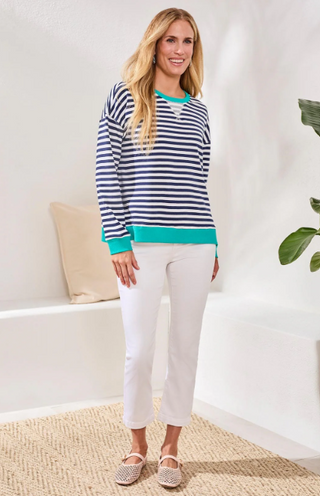 Tribal Striped French Terry Crew Neck