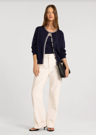 Navy Button Up Cardigan