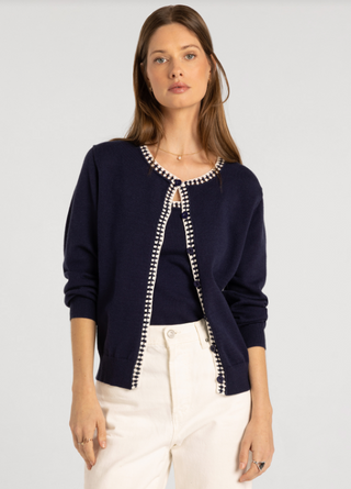 Navy Button Up Cardigan