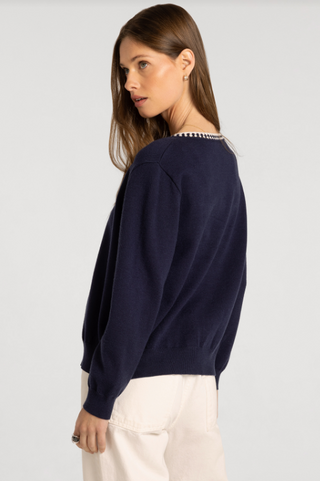 Navy Button Up Cardigan