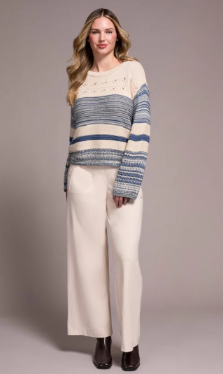 Tribal Bell Sleeve Boat Neck Sweater