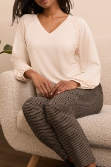 Tribal V Neck Long Sleeve Top