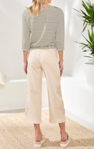 Tribal Audrey Crochet Wide Crop Pants