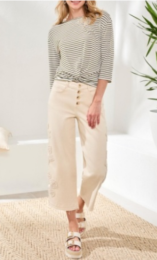 Tribal Audrey Crochet Wide Crop Pants