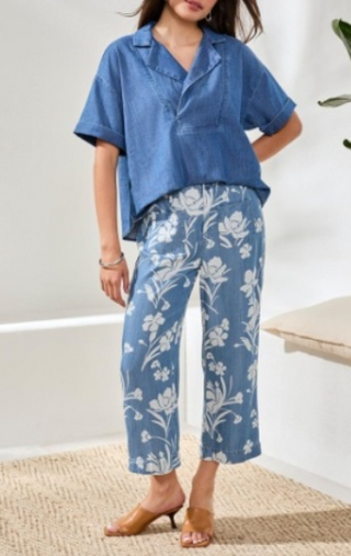 Tribal Flowy Crop Wide Leg Pants