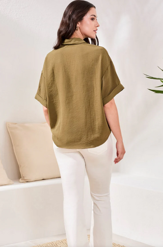 Tribal Draped Lapel Collar Blouse