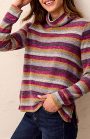 Tribal Striped Funnel Neck