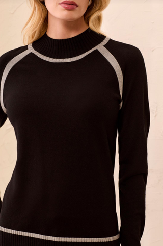 Tribal Mock Neck Sweater with Tipping