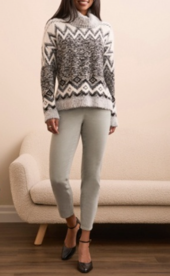 Tribal Intarsia Turtleneck Sweater