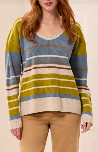 Tribal Striped Scoop Neck Sweater