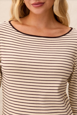 Tribal Striped Boat Neck Top
