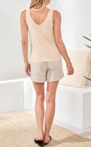 Tribal Sleeveless V Neck Sweater
