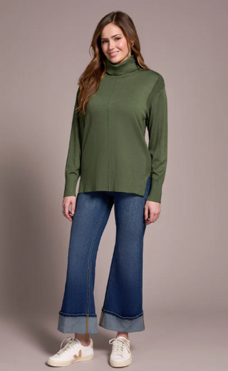 Tribal Drop Shoulder Turtleneck Sweater
