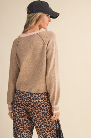 Two Tone Sweater Cardigan