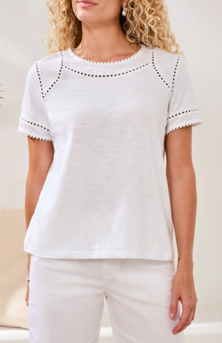 Tribal Short Sleeve Top With Lace Detail