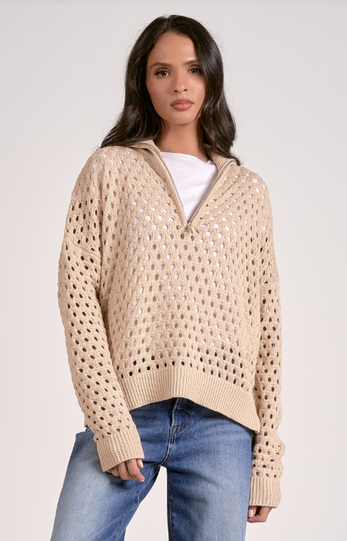 Elan Crochet Sweater 1/4 Zip